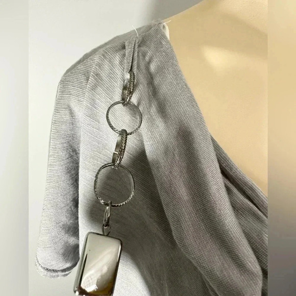 Dots Women’s Jeweled Grey & Black Short Sleeve Dress - Picture 8 of 15